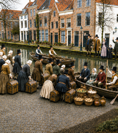 The Pilgrims Leave Leiden to Start Their Journey to North America