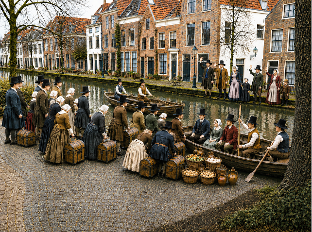 The Pilgrims Leave Leiden to Start Their Journey to North America
