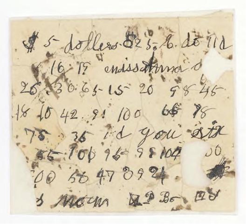 Letter Written in Cipher on Mourning Paper by Rose Greenhow, circa 1861. Library of Congress.